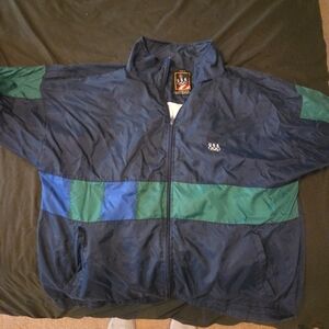 Vintage USA Olympic Track Jacket Men's Size L Navy Blue Green Full Zip